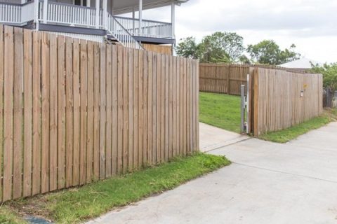 Timber fence in a residential frontyard